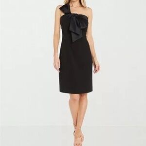 NWT R&M Richards One‎ Shoulder Sheath Dress with Satin Bow – Size 4